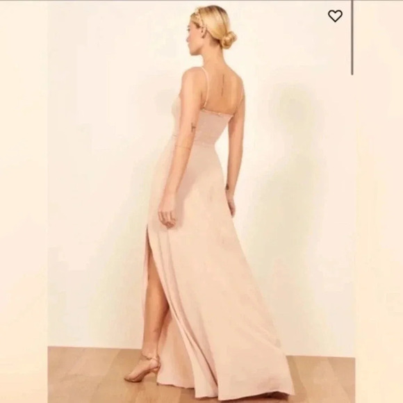 Reformation 0 Ingrid Maxi Dress Bridesmaid Gown Strapless Nude  Blush B902 - Picture 3 of 6